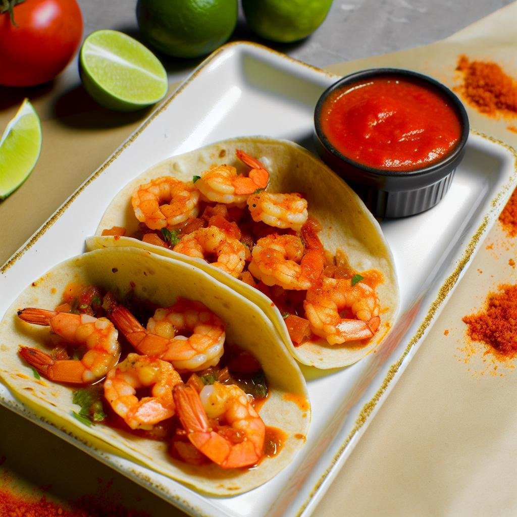 Tacos de Camarão com Molho Picante. Tacos de Camarão com Molho Picante.