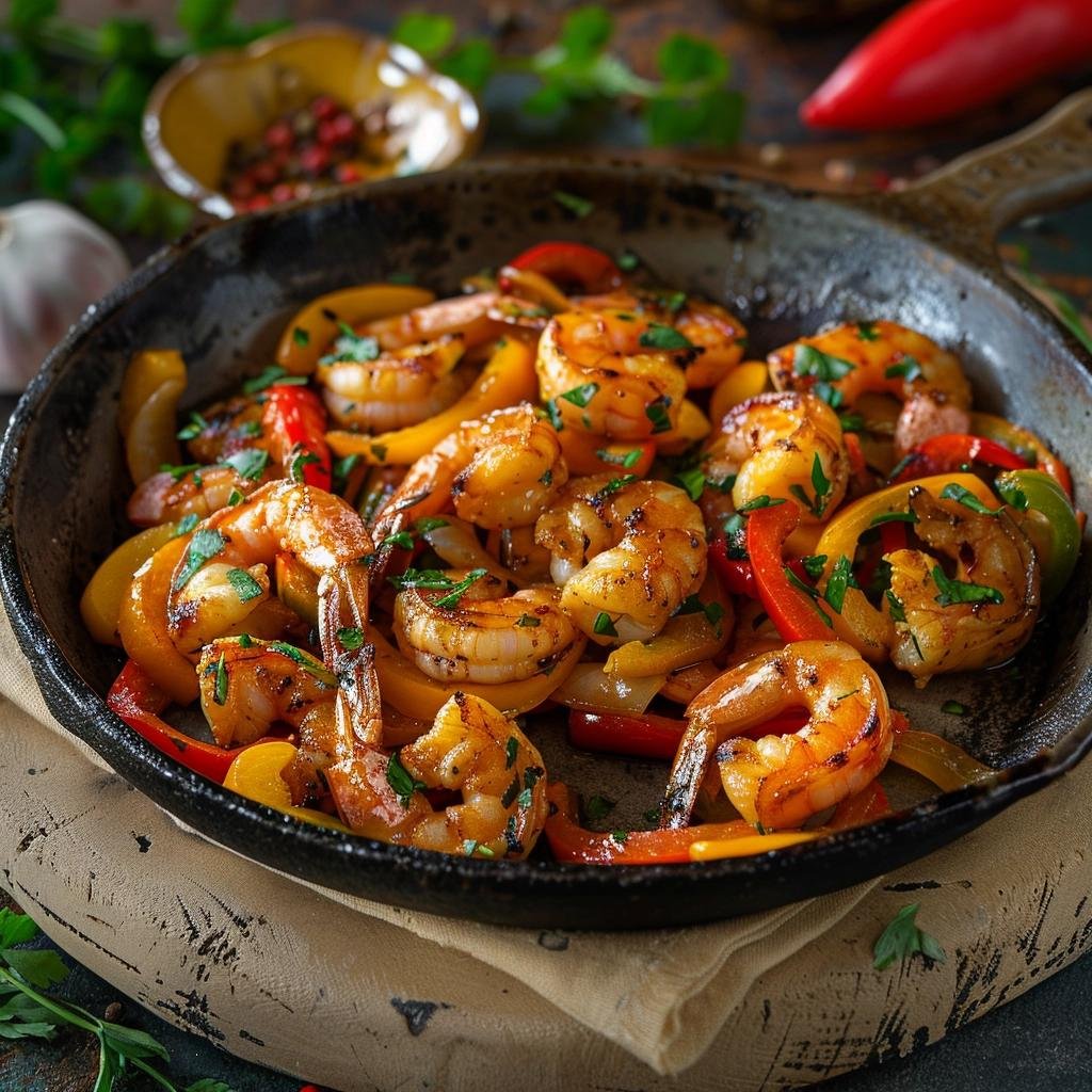 Receita de Camarões Picantes com Pimentão. Descubra o segredo para deixá-los irresistíveis. 2 Camarões Picantes com Pimentão