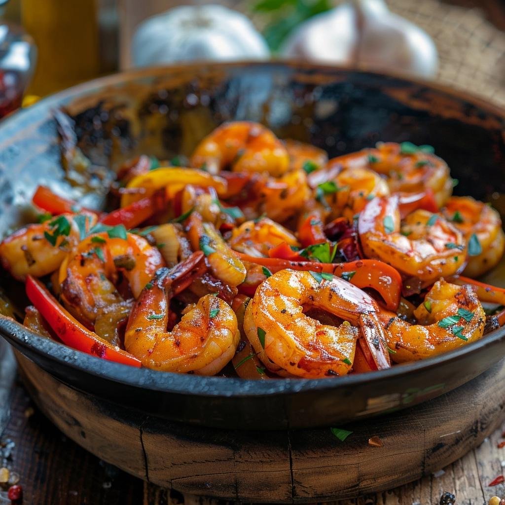 Receita de Camarões Picantes com Pimentão. Descubra o segredo para deixá-los irresistíveis. 1 Camarões Picantes com Pimentão