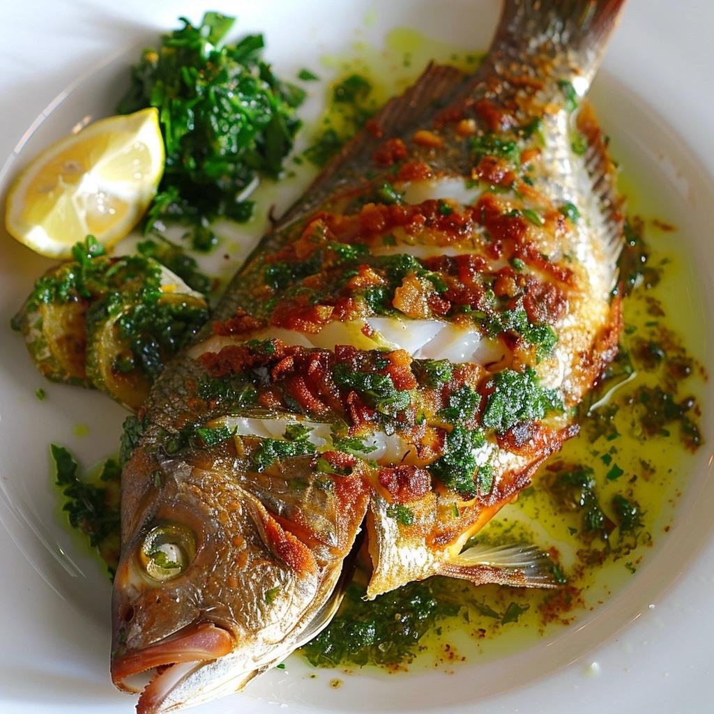 Receita de Peixe Assado com Segredo de Molho de Alho e Ervas. 4 Peixe Assado com Molho de Alho e Ervas