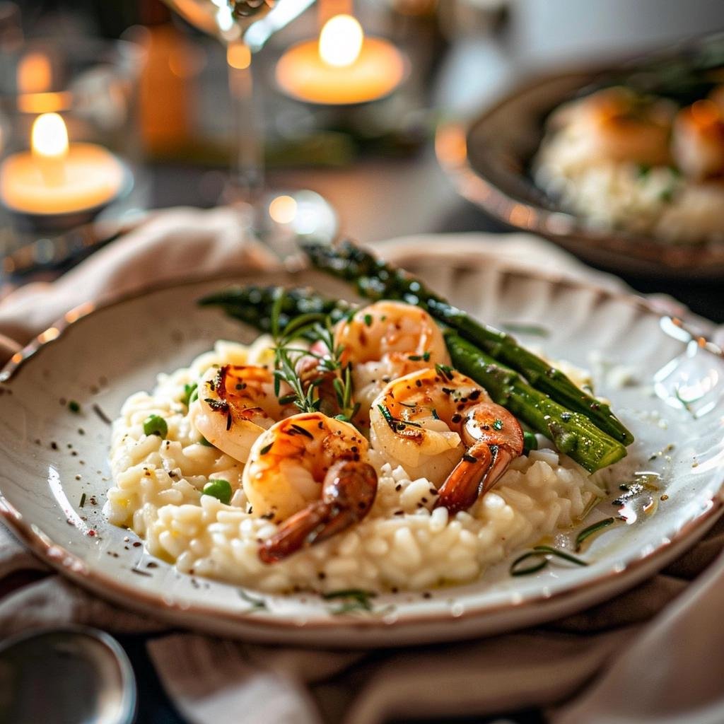 Receita de Risoto de Camarão com Aspargos. 4 Risoto de Camarão com Aspargos