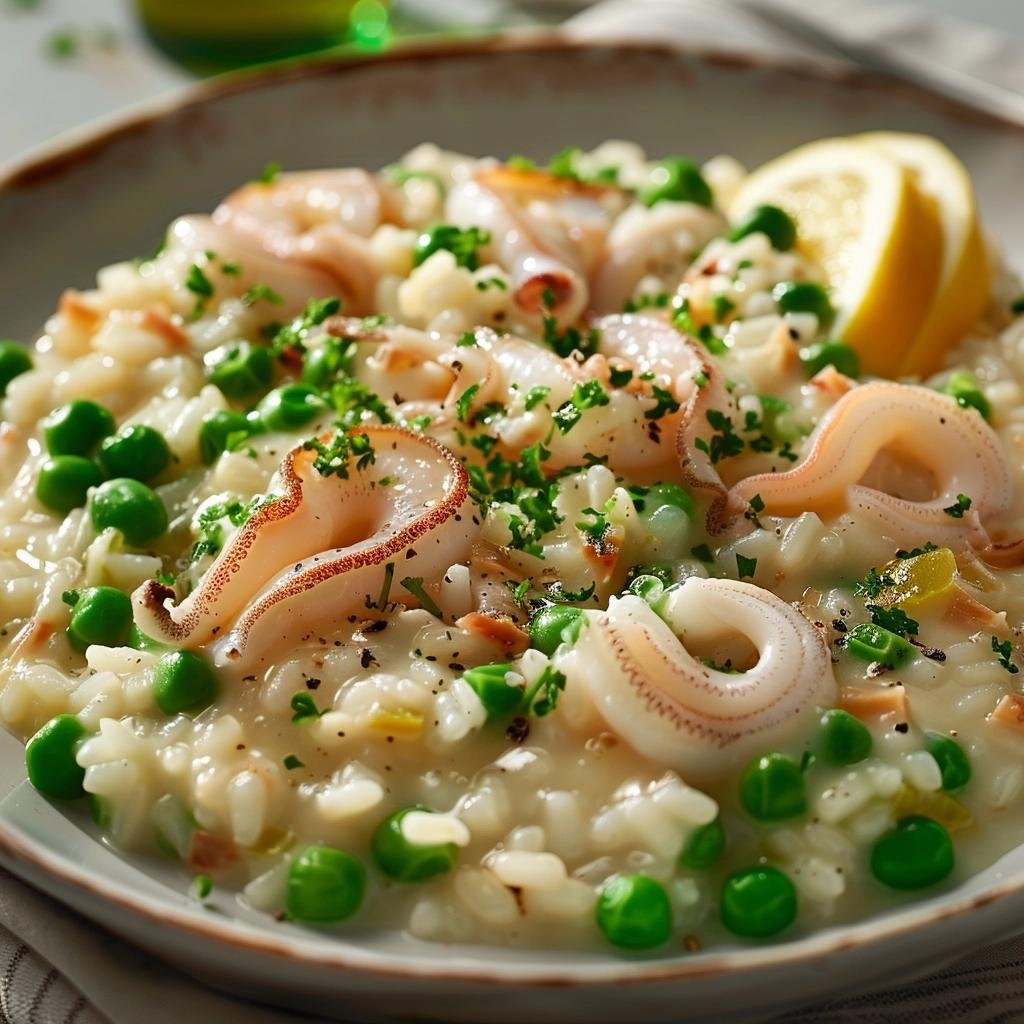 Risoto de Lula com Ervilhas e Limão. 1 Risoto de Lula com Ervilhas e Limão