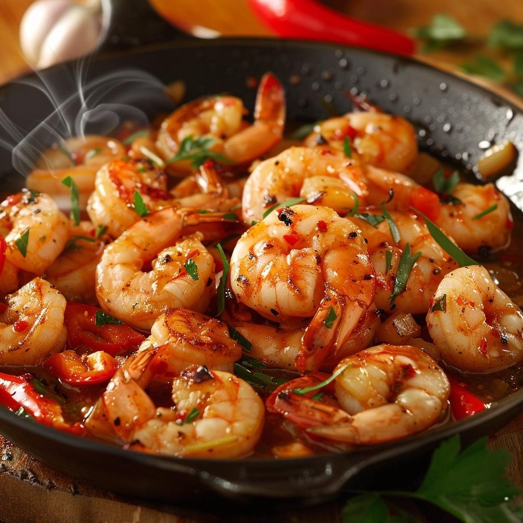 Receita de Camarões ao Alho e Pimenta que vai deixar você com água na boca. 1 Camarões ao Alho e Pimenta