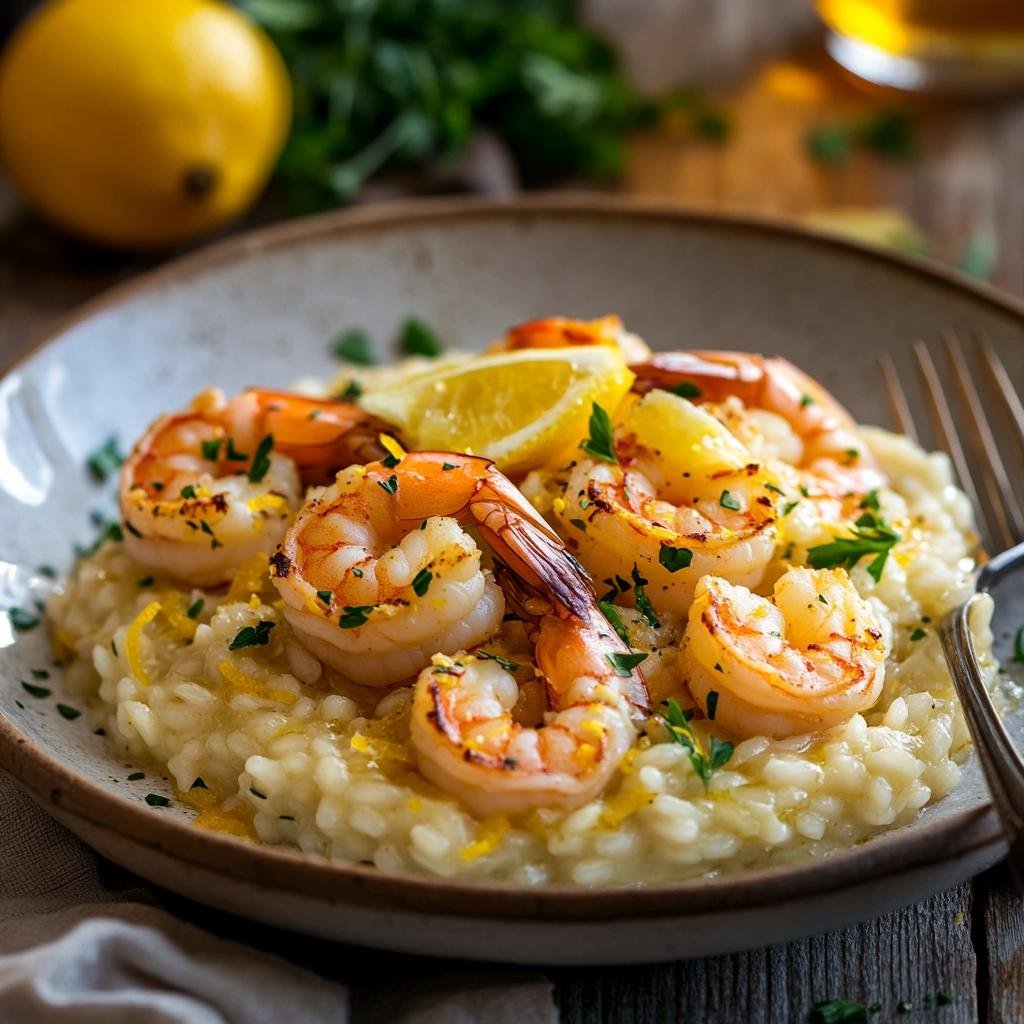 Receita de Risoto de Camarão com Limão-siciliano que vai transformar seu jantar em um festim. 1 Risoto de Camarão com Limão-siciliano