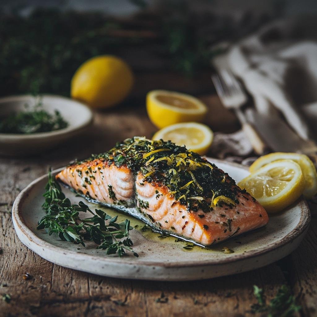 Receita de Salmão com Crosta de Ervas e Limão que vai transformar suas refeições em festins. 2 Salmão com Crosta de Ervas e Limão