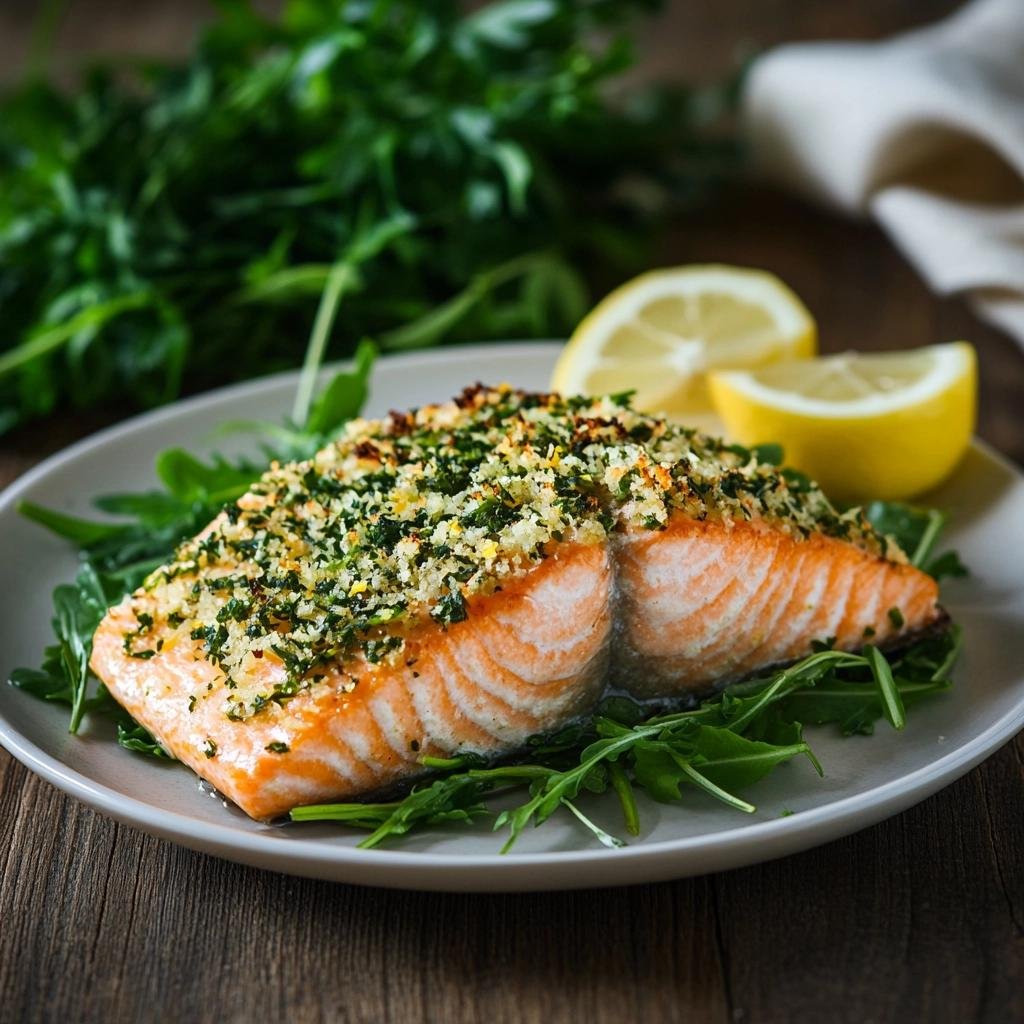 Receita de Salmão com Crosta de Ervas e Limão que vai transformar suas refeições em festins. 4 Salmão com Crosta de Ervas e Limão