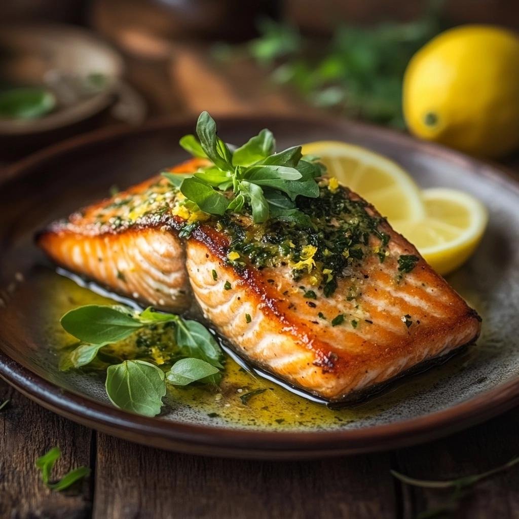 Receita de Salmão com Crosta de Ervas e Limão que vai transformar suas refeições em festins. 1 Salmão com Crosta de Ervas e Limão