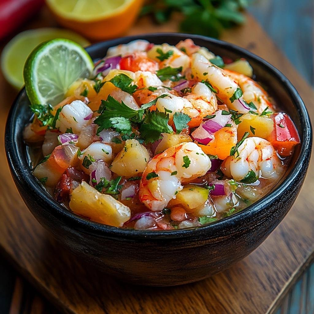 Receita de ceviche de camarão e peixe que vai surpreender seu paladar e encantar seus convidados. 1 Ceviche de Camarão e Peixe