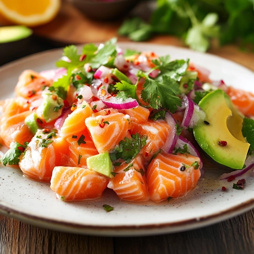 Receita de Ceviche de Salmão que vai transformar seu jeito de saborear frutos do mar. 1 Ceviche de Salmão