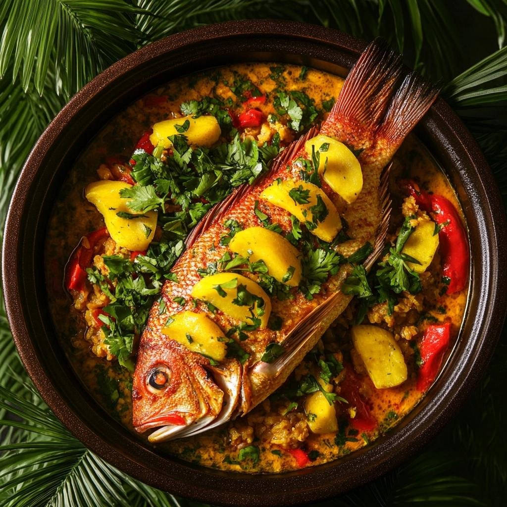 Receita de Moqueca de Pargo com Dendê e Pimenta e Farofa de Banana-da-terra irresistível. 3 Moqueca de Pargo com Dendê e Pimenta e Farofa com Banana-da-terra