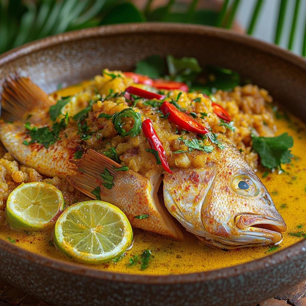 Receita de Moqueca de Pargo com Dendê e Pimenta e Farofa de Banana-da-terra irresistível. 2 Moqueca de Pargo com Dendê e Pimenta e Farofa com Banana-da-terra