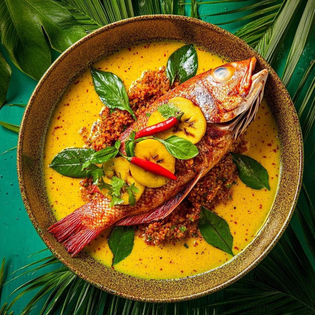 Receita de Moqueca de Pargo com Dendê e Pimenta e Farofa de Banana-da-terra irresistível. 1 Moqueca de Pargo com Dendê e Pimenta e Farofa com Banana-da-terra