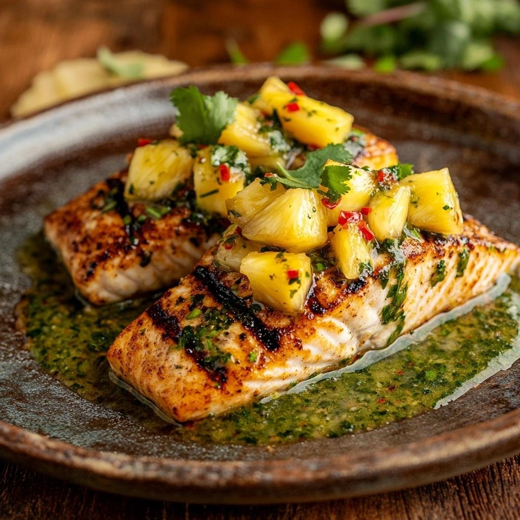 Receita de Peixe Grelhado com Molho de Abacaxi e Coentro que Vai Surpreender Seu Paladar. 3 Peixe Grelhado com Molho de Abacaxi e Coentro com Molho de Abacaxi