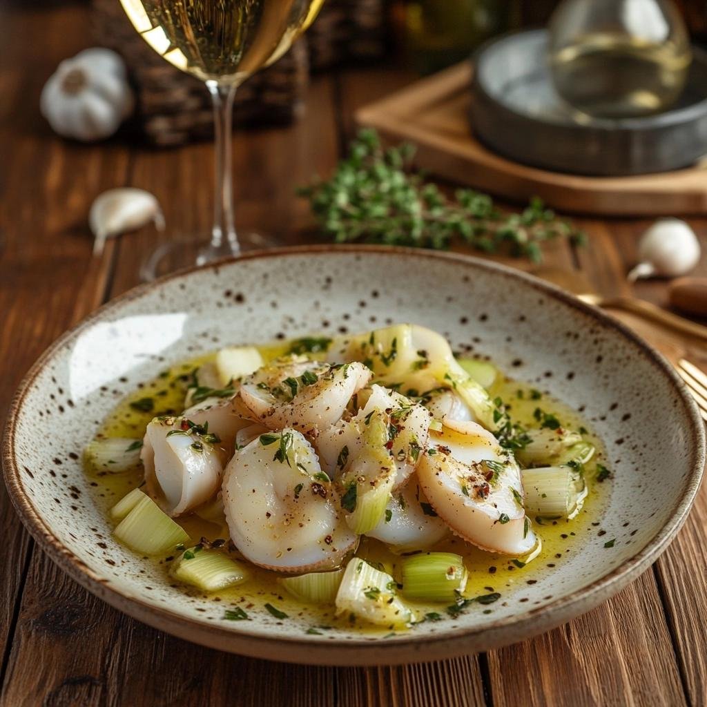 Receita de Lula ao Vinho Branco e Alho-Poró que vai transformar seu jantar em uma experiência gourmet. 2 Lula ao Vinho Branco e Alho-Poró