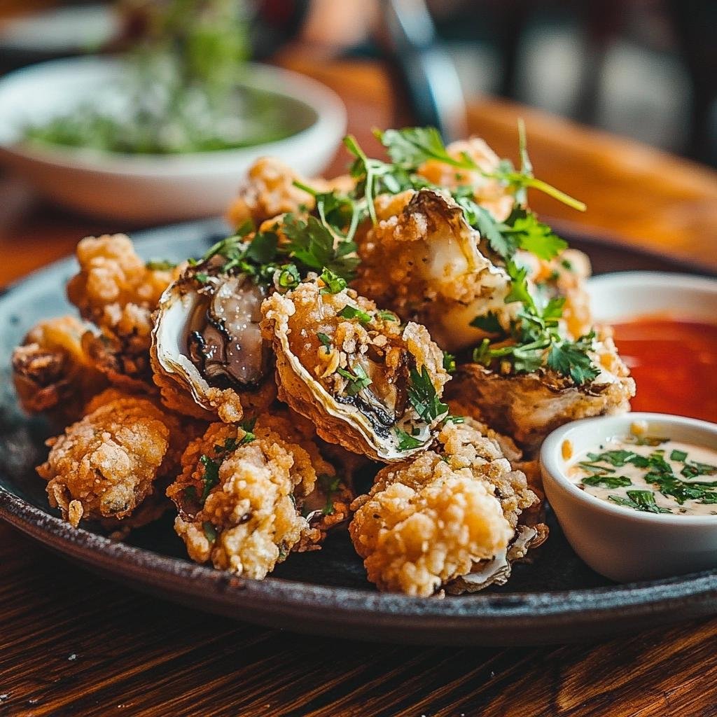 Receita de Ostras Fritas Crocantes que vão surpreender seu paladar e sua mesa. 2 Ostras Fritas Crocantes