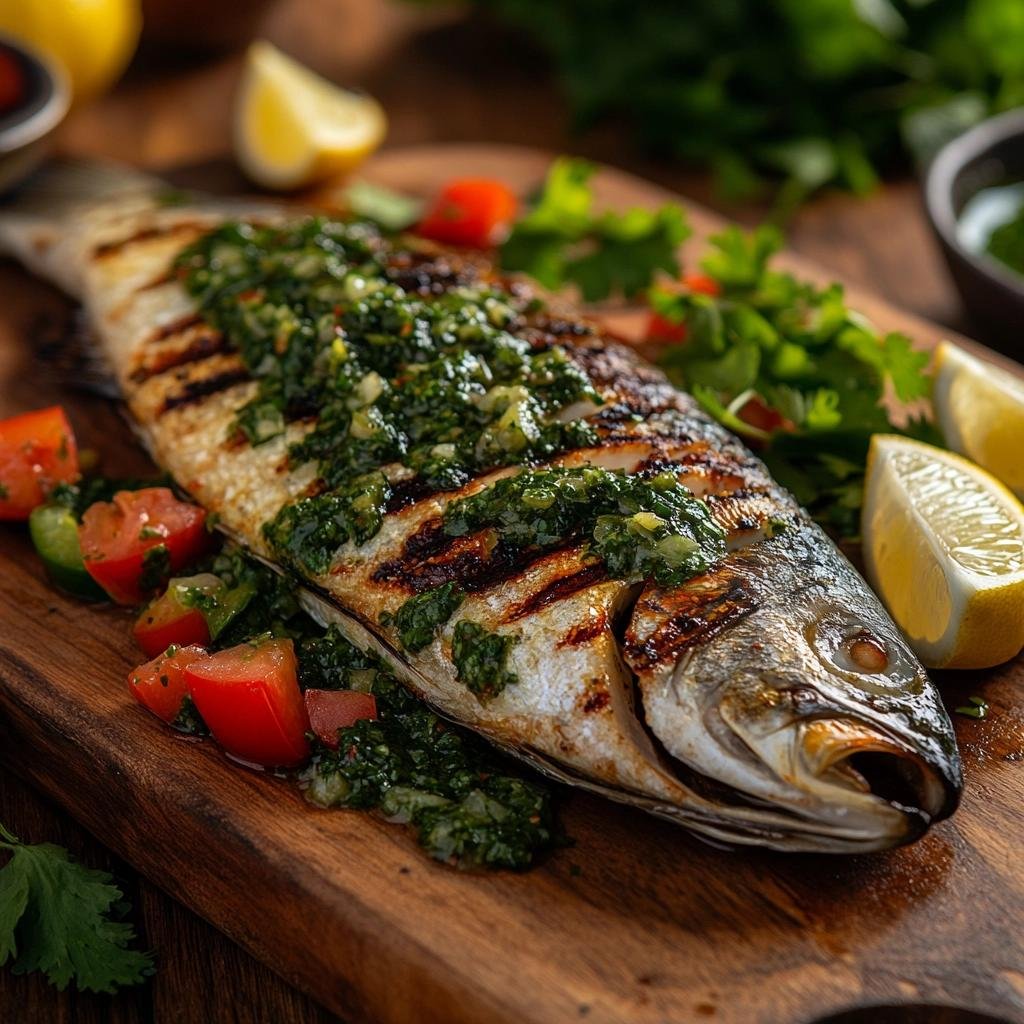 Receita de Peixe Grelhado com Chimichurri que vai transformar suas refeições em uma festa. 3 Peixe Grelhado com Chimichurri