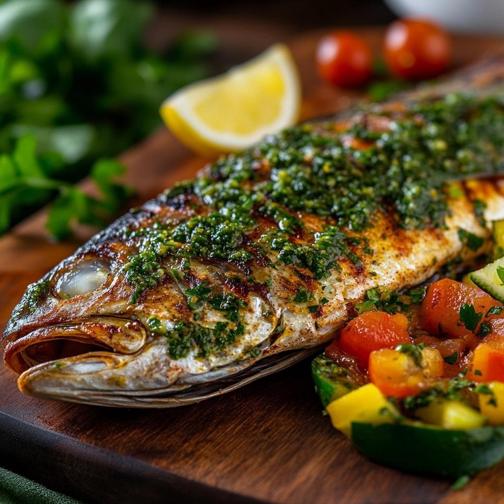 Receita de Peixe Grelhado com Chimichurri que vai transformar suas refeições em uma festa. 2 Peixe Grelhado com Chimichurri