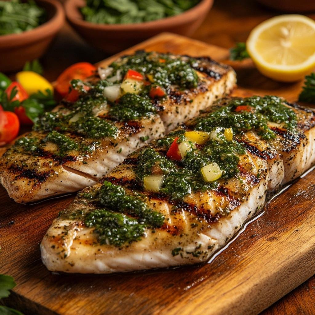 Receita de Peixe Grelhado com Chimichurri que vai transformar suas refeições em uma festa. 4 Peixe Grelhado com Chimichurri