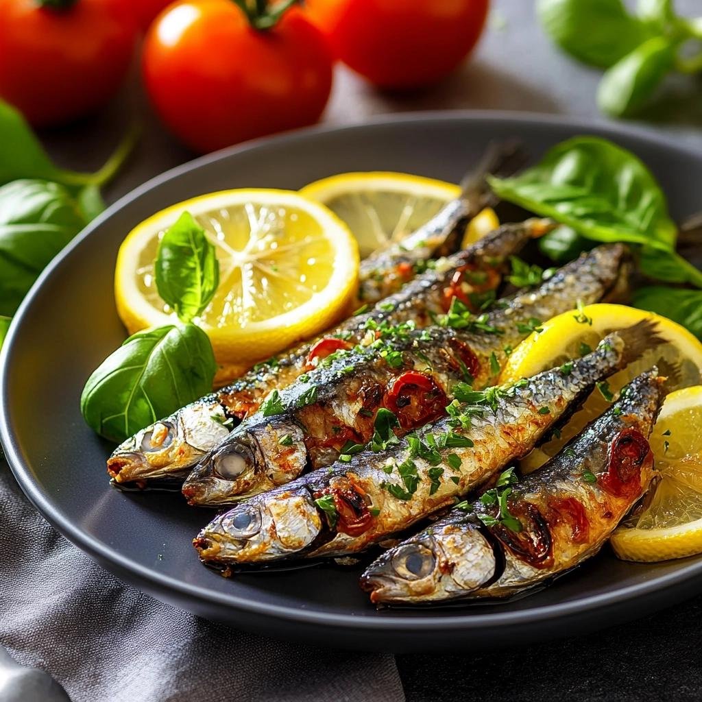 Receita de Sardinhas Marinadas com Ervas e Limão que Transformam seu Almoço em uma Festa. 1 Sardinhas Marinadas com Ervas e Limão com Tomate e Manjericão
